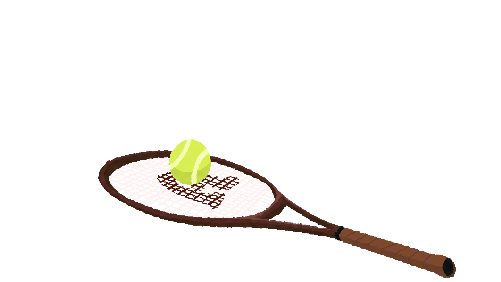 A tennis racket bouncing a tennis ball